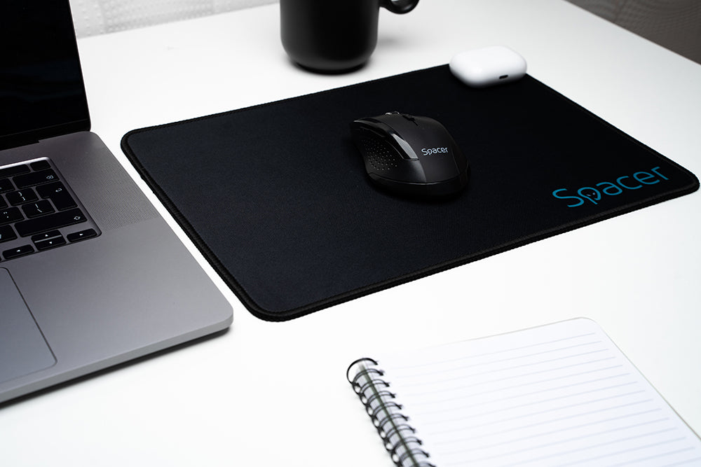 MousePAD SPACER gaming, cauciuc si material textil, 350 x 250 x 3 mm, negru "SP-PAD-GAME-M"