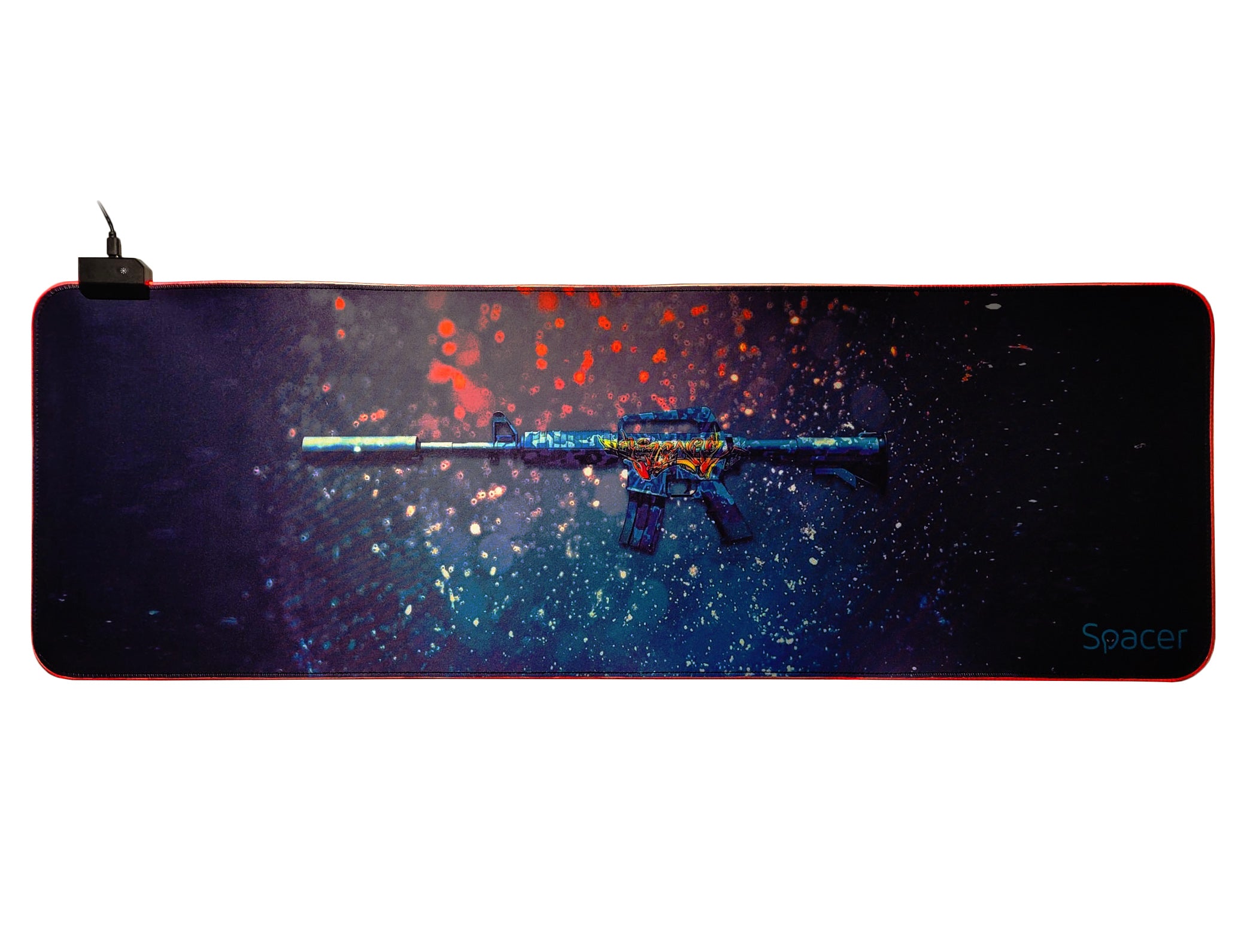 MousePAD RGB SPACER gaming, cauciuc si material textil, 900 x 300 x 3 mm, 1.8 m lungime cablu, imagine 46501476 "SP-PAD-GAME-RGB-PICT"