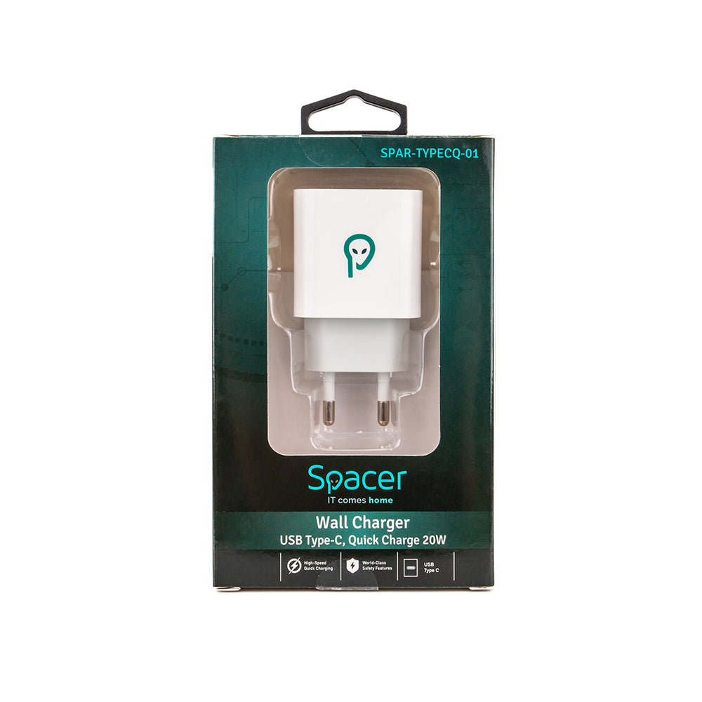 ALIMENTATOR retea SPACER Quick Charge 20W, USB Type-C "SPAR-TYPECQ-01"