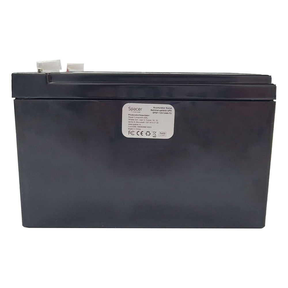 ACUMULATOR UPS SPACER 12V / 12Ah, dimensiuni: 152x99x96mm, inaltime+terminal: 101mm, terminal F2(T2), "SPBT-12V12AH-T2"