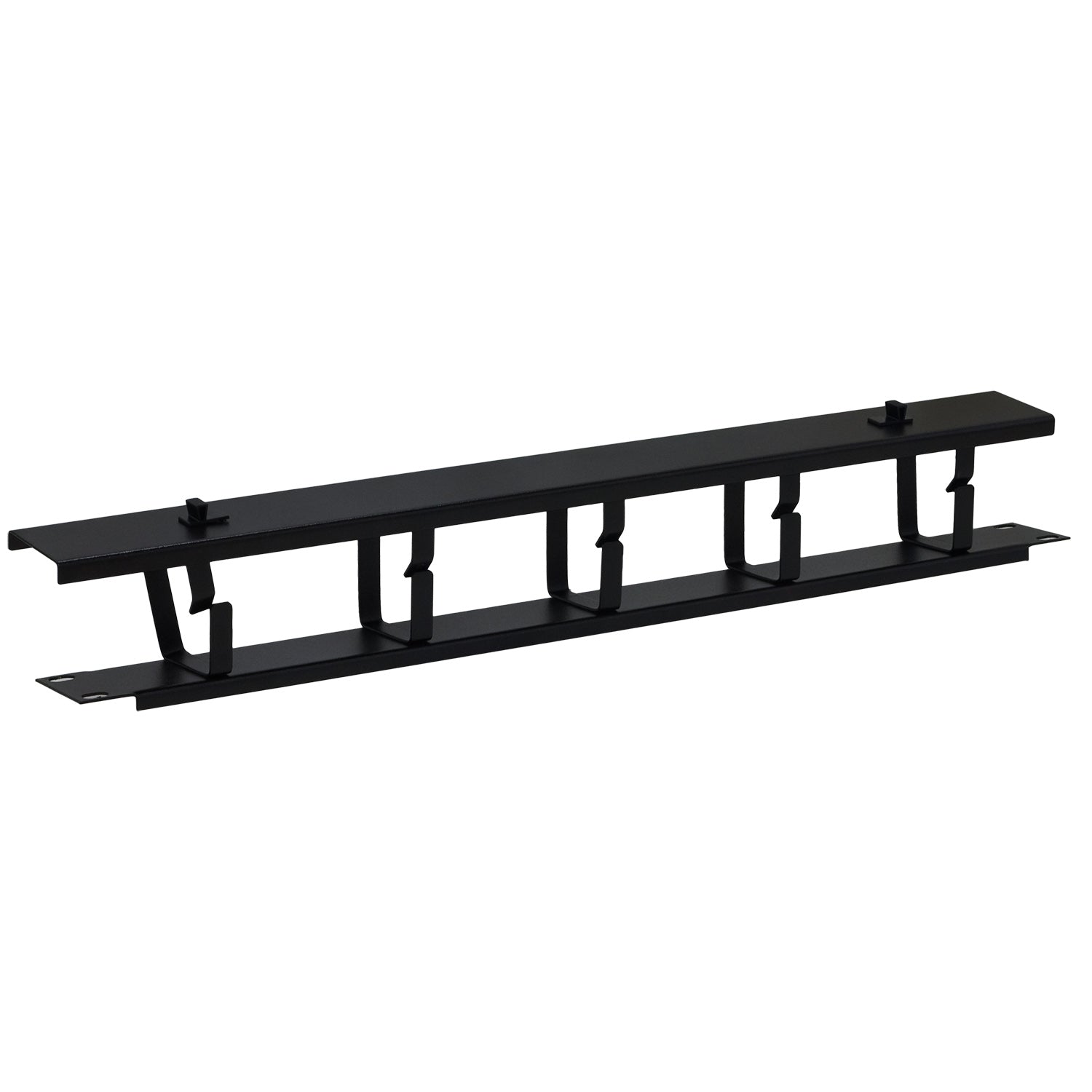 PANOU gestionare cabluri SPACER, tip masca orizontala cu capac, 5 console metalice, 19 inch, 1U, negru, "SPCM-1UC-BK"