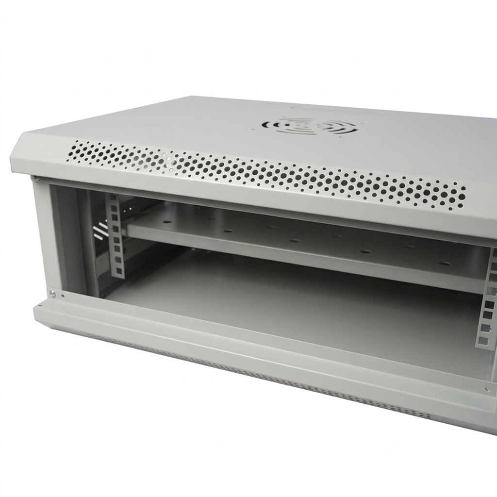 CABINET 19" SPACER 4U 500x450mm, fixare pe perete, Flatpack (dezasamblat), Grey, usa sticla cu blocare, panouri detasabile, otel 1mm, sarcina maxima 25Kg, contine un raft, "SPCW-4U-450-GR-02"
