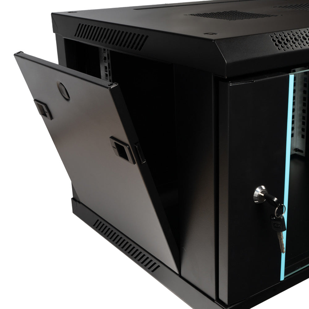 CABINET 19" SPACER 6U 600x450mm, fixare pe perete, Flatpack (dezasamblat), Black, usa sticla cu blocare, panouri detasabile, otel 1.5mm, sarcina maxima 60Kg, "SPCW-6U-450-BK-03"