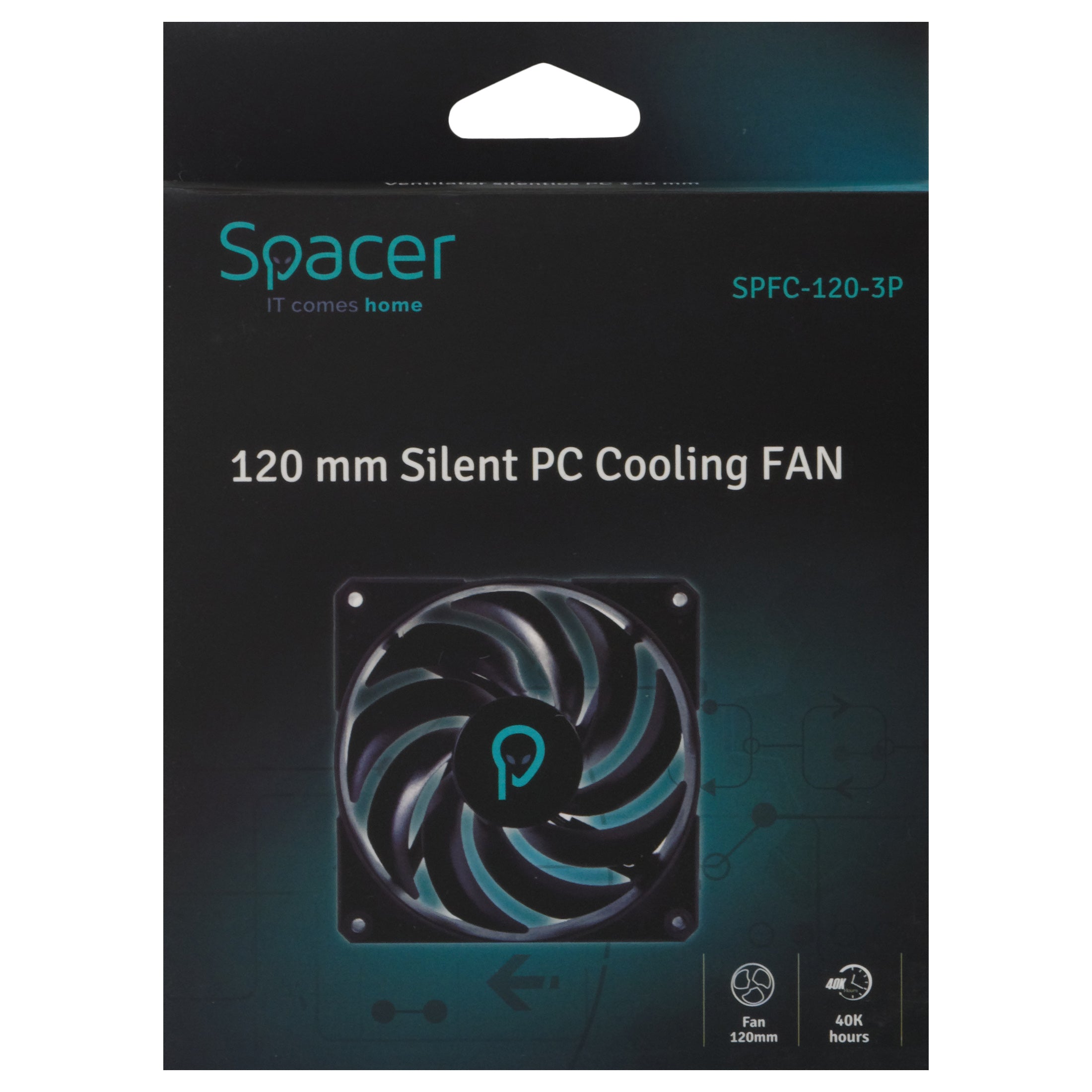 VENTILATOR SPACER PC 120x120x25 mm, Hydraulic Bearing, 45CFM, conector 3-pin, no LED, black "SPFC-120-3P"