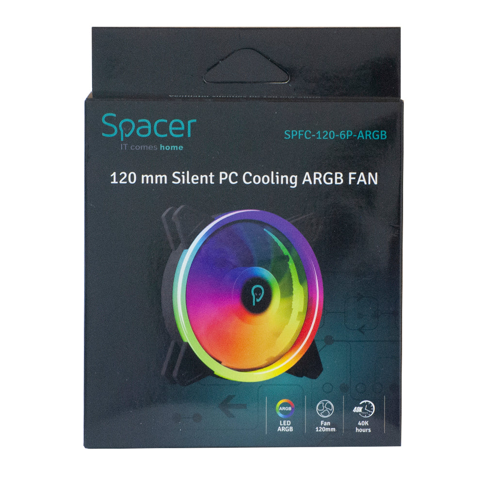 VENTILATOR SPACER PC 120x120x25 mm ARGB light diferite setari ale jocului de culori, posibilitate conectare fan hub, Hydraulic Bearing, 38.5CFM, conector 6-pin "SPFC-120-6P-ARGB"