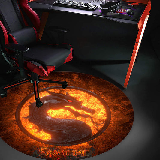Covor pentru scaun gaming SPACER, protectie parchet, cauciuc si material textil, 1200 x 3mm, rotund, DRAGON 46501474 "SPFP-DRAGON-120"