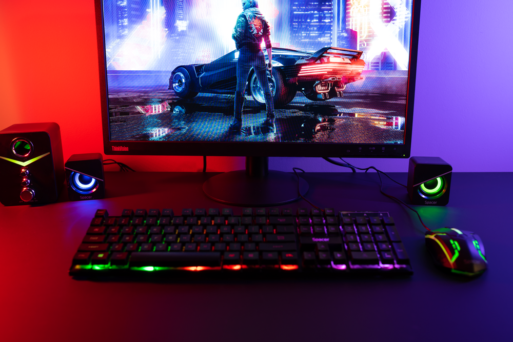BOXE SPACER Gaming 2.1, RMS: 11W (2 x 3W + 5W), control volum, bass, treble, 3 x LED, USB power, black, 43502139 "SPGS-TORNADO"