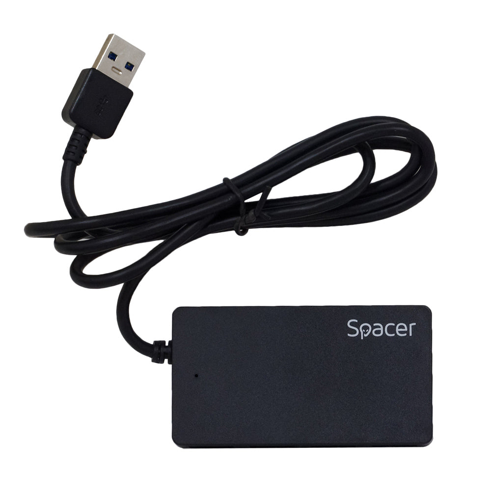 HUB extern SPACER, porturi USB: USB 3.0 x 4, conectare prin USB 3.0, cablu 1m lungime, negru, "SPH-332" 45504832