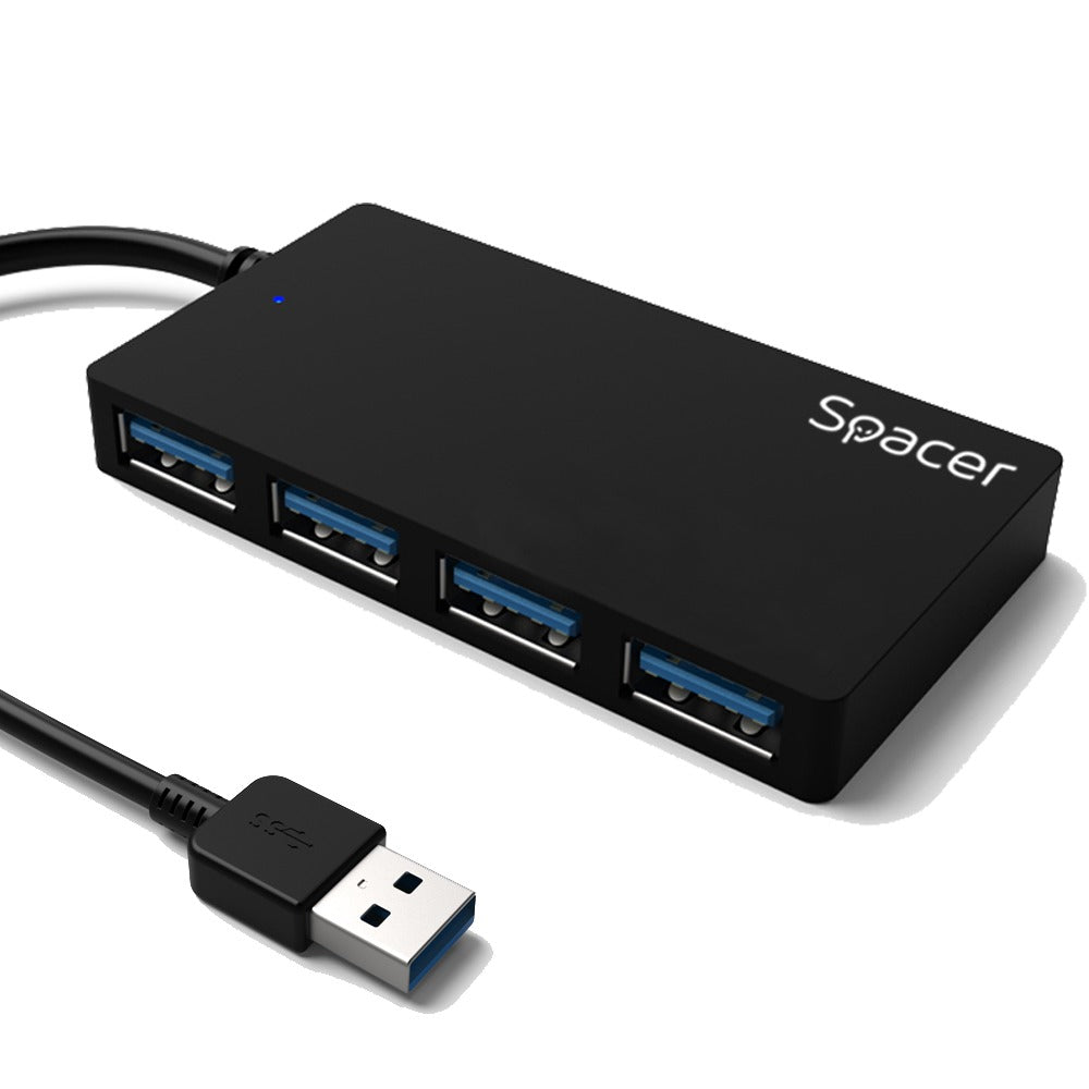 HUB extern SPACER, porturi USB: USB 3.0 x 4, conectare prin USB 3.0, cablu 15cm lungime, (incl. TV 0.8Lei), "SPHB-USB-4U30-03"