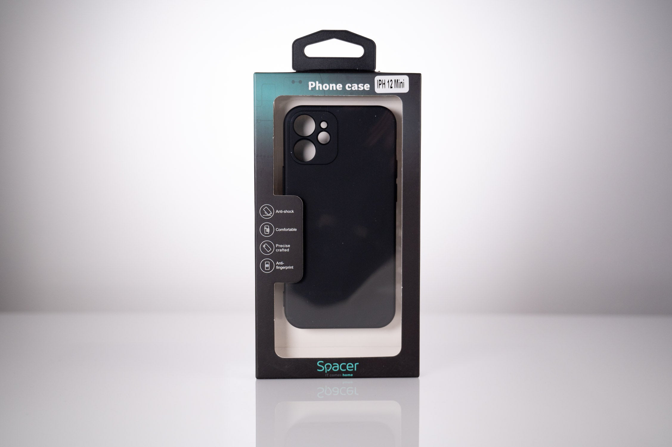 Husa Iphone 12 Mini Spacer, grosime 2mm, material flexibil silicon + interior cu microfibra, negru "SPPC-AP-IP12M-SLK"