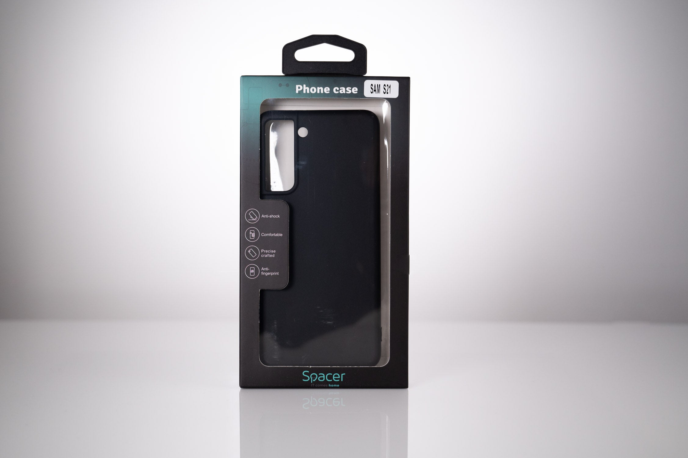 Husa Samsung Galaxy S21 Spacer, negru, grosime 1.5mm, material flexibil TPU "SPPC-SM-GX-S21-TPU"