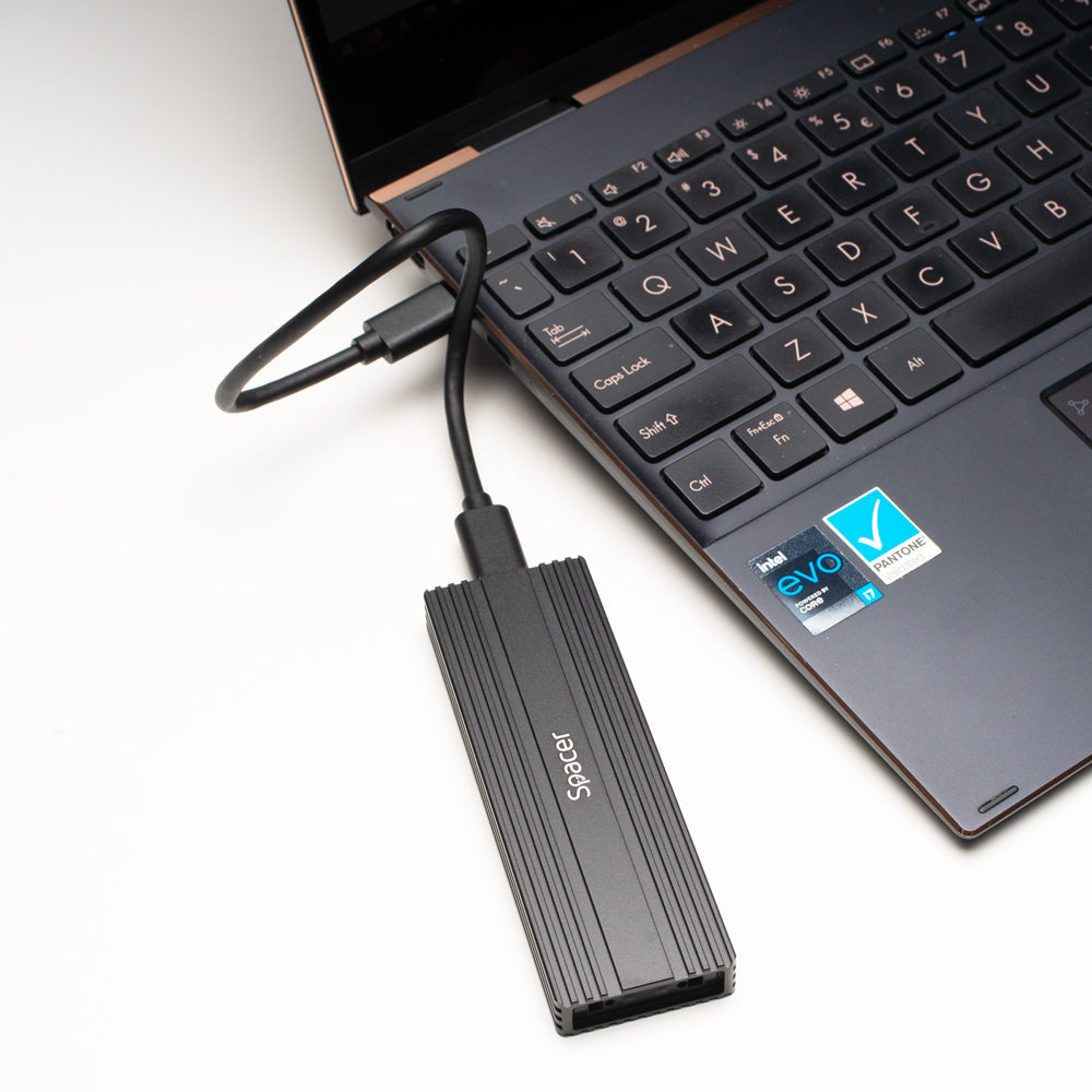 RACK extern SPACER, pt. SSD M.2 PCIe NVME, interfata PC USB 3.1 Type C, Striat, aluminiu, negru, "SPRK-M2TYPEC-05"