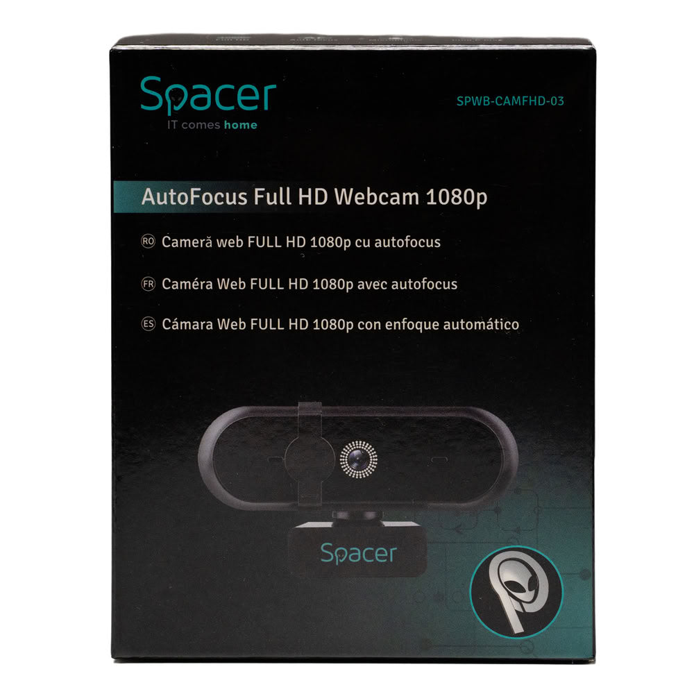 CAMERA WEB SPACER FULL-HD 1080P cu autofocus si rezolutie video 1920 x 1080, black "SPWB-CAMFHD-03"