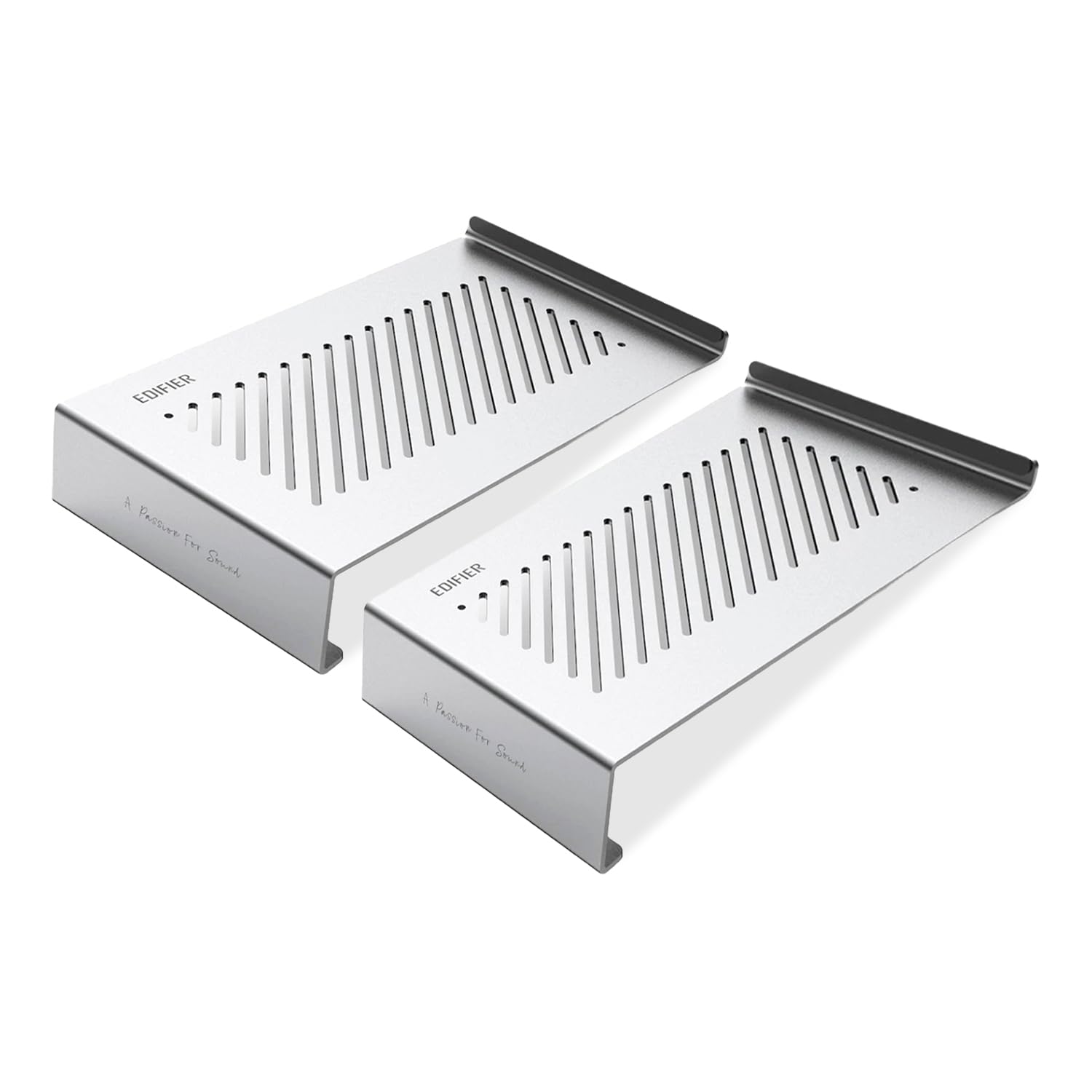 STAND PENTRU BOXE EDIFIER, dedicat pentru QR65/MR3/MR4, metalic, antiderapant, margine cauciuc pt. protectie, dim. 3.5x11.5x20cm, silver, "SS04-SL"