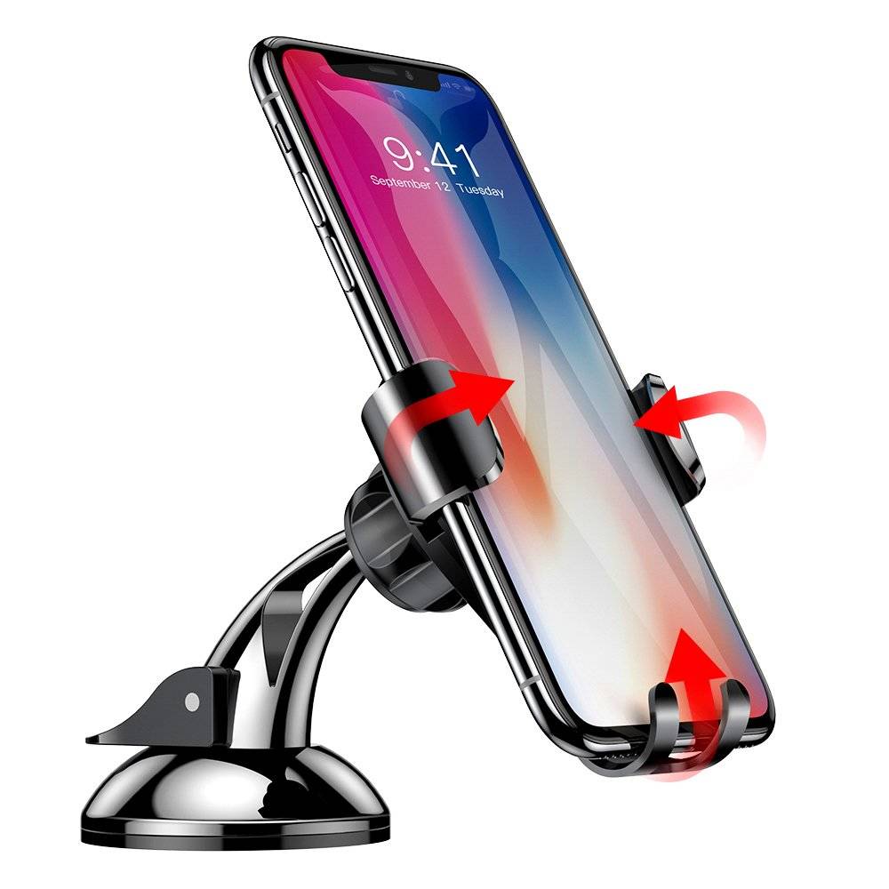 SUPORT AUTO Baseus Osculum pt. SmartPhone, fixare parbriz sau bord prin ventuza, negru + argintiu "SUYL-XP0S" - 6953156268777
