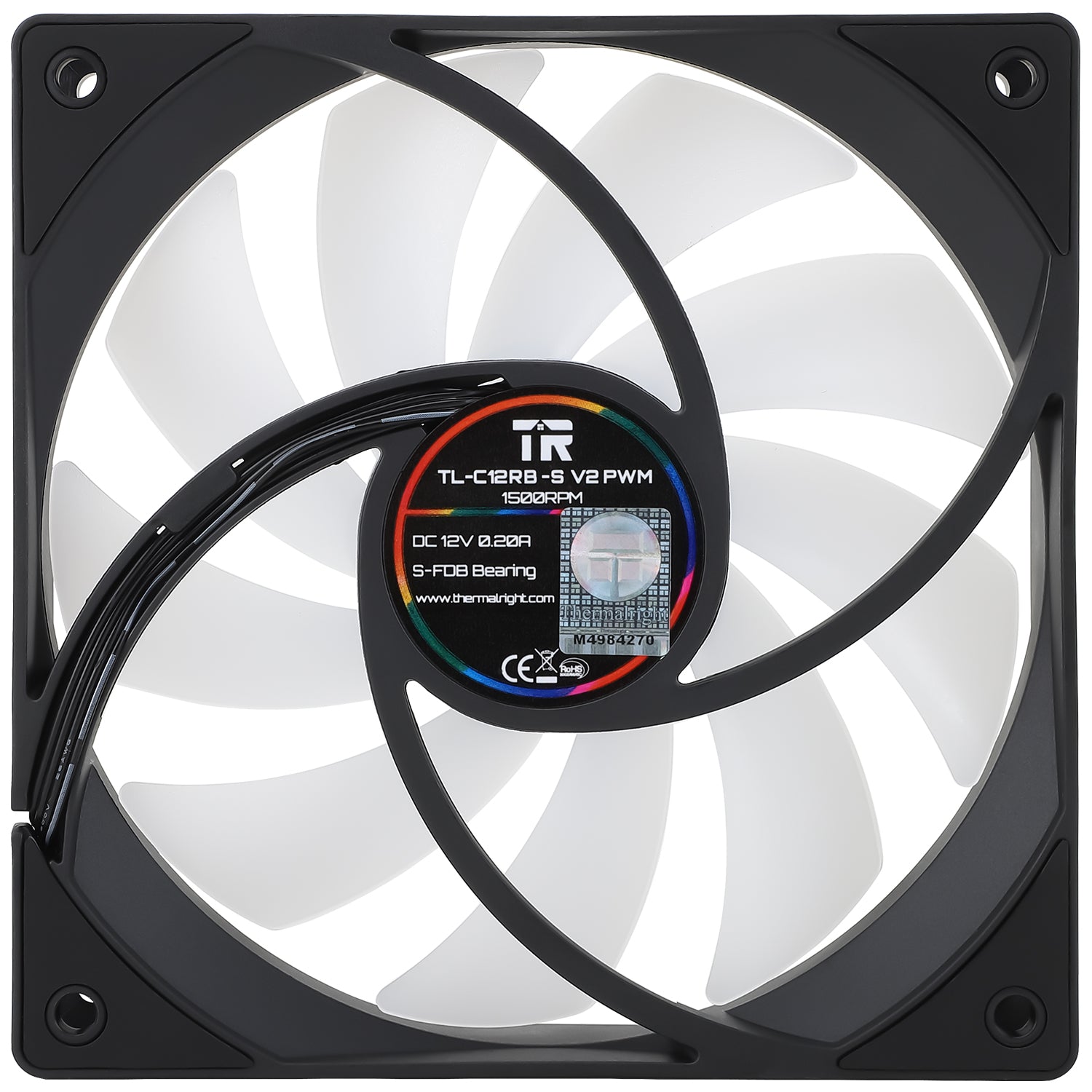 Ventilator Thermalright, 120mm, 1500 RPM, S-FDB Bearing, 58 cfm, LED ARGB, 4pin PWM, negru, "TL-C12RB-S V2"