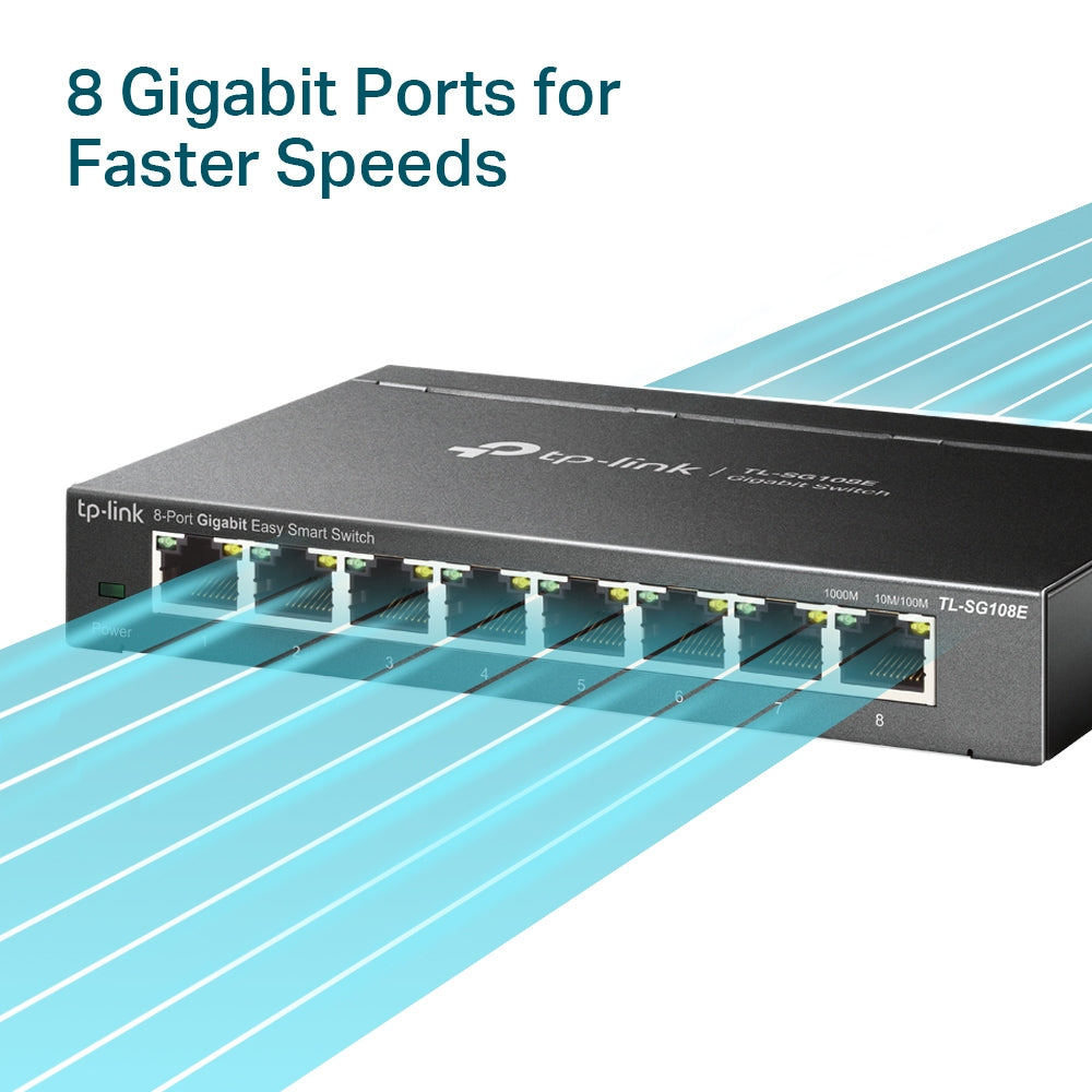 SWITCH TP-LINK 8 porturi Gigabit. carcasa metalica "TL-SG108E"