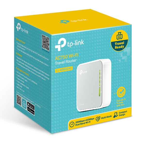 ROUTER WIRELESS PORTABIL, 3G/4G prin modem USB (nu este inclus), 1 port WAN/LAN, AC750, TP-LINK "TL-WR902AC" (include timbru verde 1 leu)