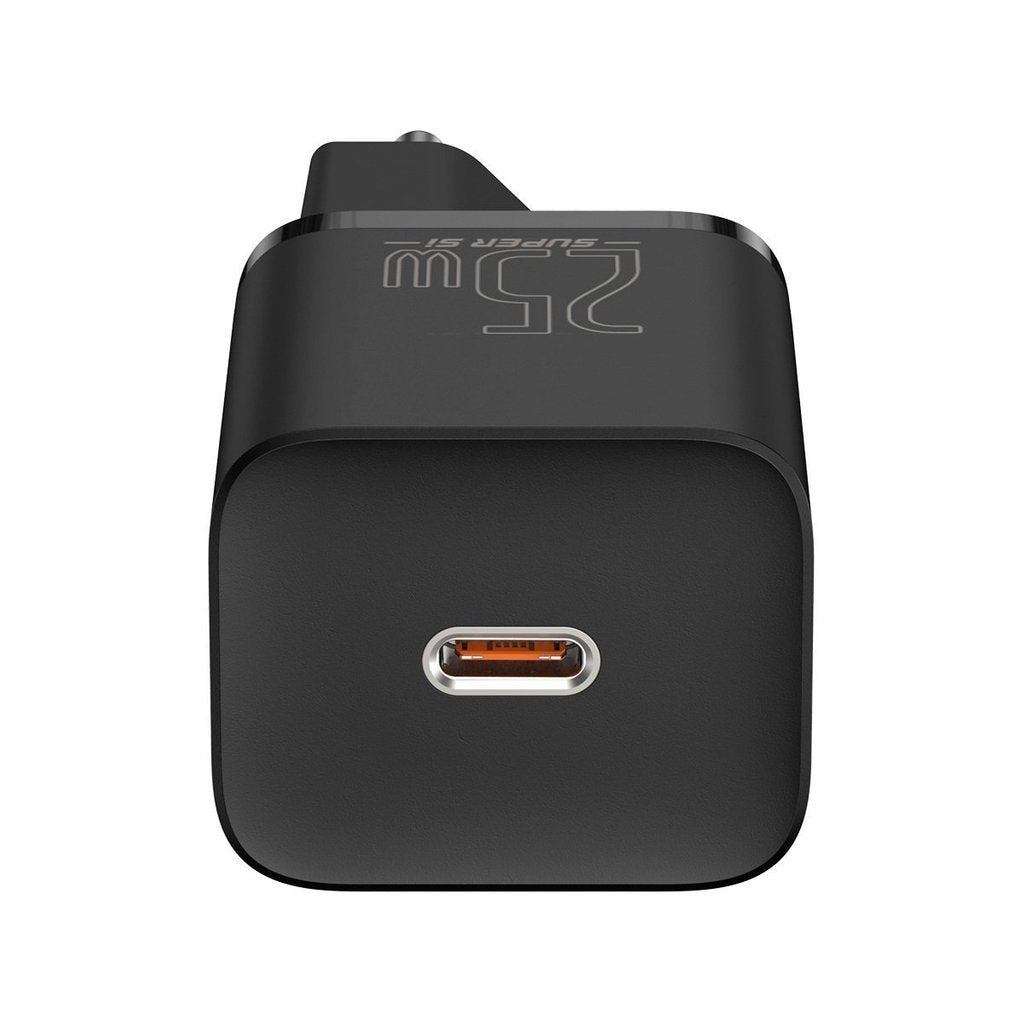 INCARCATOR retea Baseus Super Si, Quick Charge 25W, 1 x USB Type-C 5V/3A max, include cablu USB Type-C la USB Type-C 1m, negru "TZCCSUP-L01" - 6953156206021