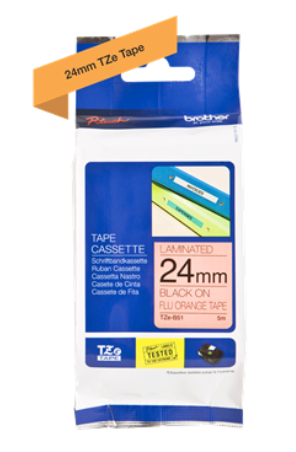 Banda laminata Original Brother Black on Orange fl., TZEB51, pentru D600|E500|E550|H500|P700|P710|P750|330|350|520|580|1400|1500|1600|1650|2200|2300|2310|2400|2430|2500|2600|2610|2700|2710|2730|2730|7500|7600, 24mm, incl.TV 0 RON, "TZEB51"