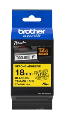 Banda laminata Original Brother Black on White, TZES641, pentru D400|D450|E300|H300|18R|300|310|320|340|1300|1700|1750|1760|1800|1810|1830|1880|1890|1900|1910|1950|1960|2030|2040|2100|2110|ST5, 18mm, incl.TV 0 RON, "TZES641"