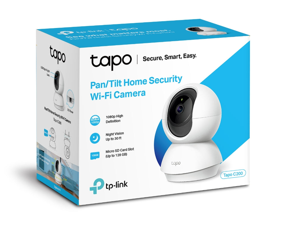 CAMERA IP TP-LINK, wireless, cube, pt. interior, dist. IR 9 m, tip lentila fixa 4 mm, 2 Mpx, microfon, carcasa plastic, slot SD card, "Tapo C200"