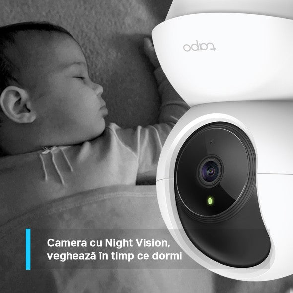 CAMERA IP TP-LINK, wireless, cube, pt. interior, dist. IR 9 m, tip lentila fixa 4 mm, 3 Mpx, microfon, carcasa plastic, slot SD card, "Tapo C210"