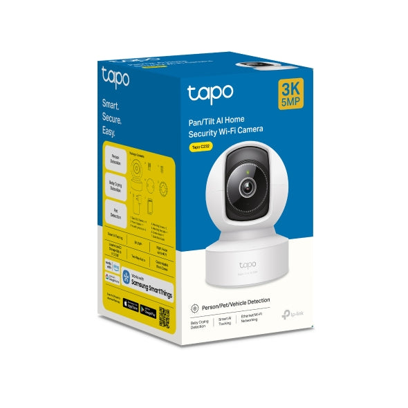 CAMERA IP TP-LINK, wireless + 1 × 100 Mbps RJ45 Port, cube, pt. interior, dist. IR 12 m, tip lentila fixa 4 mm, 3K 4MP (2880 × 1620 px), microfon, carcasa plastic, slot SD card, "Tapo C232"