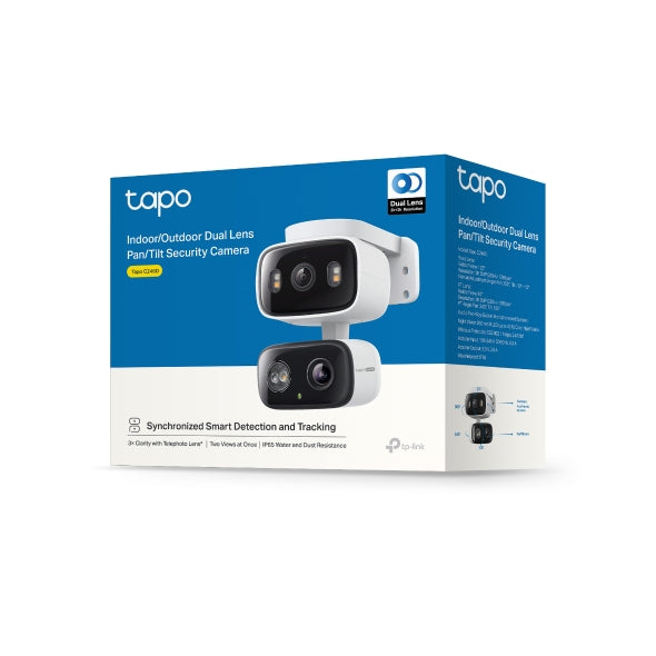 CAMERA IP TP-LINK, wireless, doua lentile, cube, pt. interior/exterior, dist. IR 12 m, tip lentila fixa 6 mm, 2304 × 1296 px, microfon, carcasa plastic, slot SD card, "Tapo C246D"