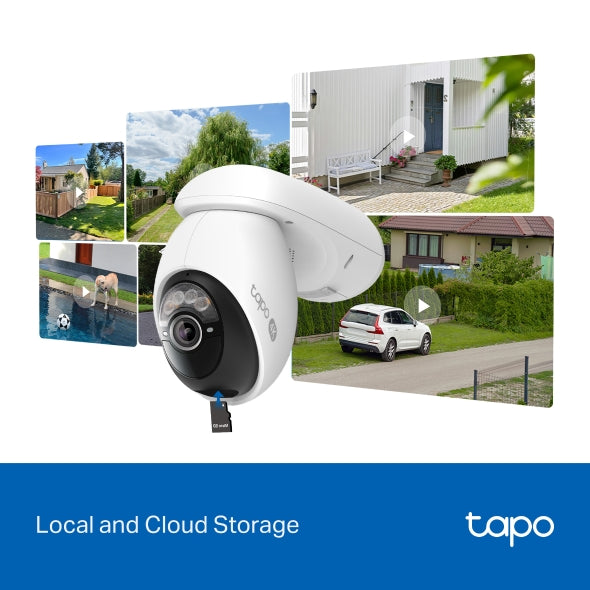 CAMERA IP TP-LINK + PANOU SOLAR, wireless, turret, pt.exterior, dist. IR 9 m, tip lentila fixa 4 mm, 4K 8MP (3840 × 2160 px), microfon, carcasa plastic, slot SD card, "Tapo C660 KIT"