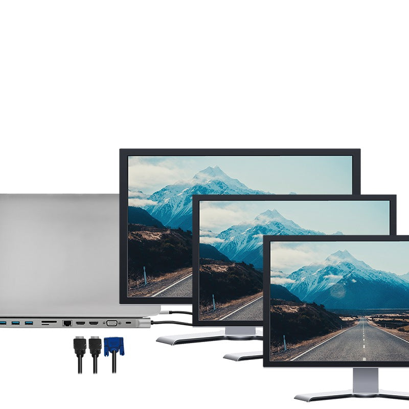 DOCKING Station LOGILINK universal, conectare PC USB TYPE-C 3.2, USB 3.0 x 3, porturi video VGA x 1, HDMI x 2, RJ-45, card reader, PD 3.0 pana la 100W, argintiu, "UA0373"