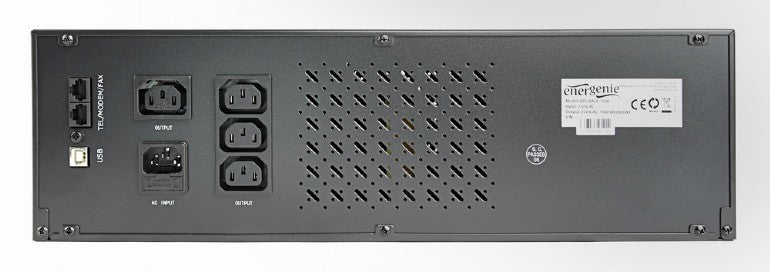 UPS GEMBIRD, Line Int. cu management, rack, 1500VA/900W, AVR, IEC x 4, 2 x baterie 12V/8Ah, display LCD, back-up 1 - 10 min., "UPS-RACK-1500"