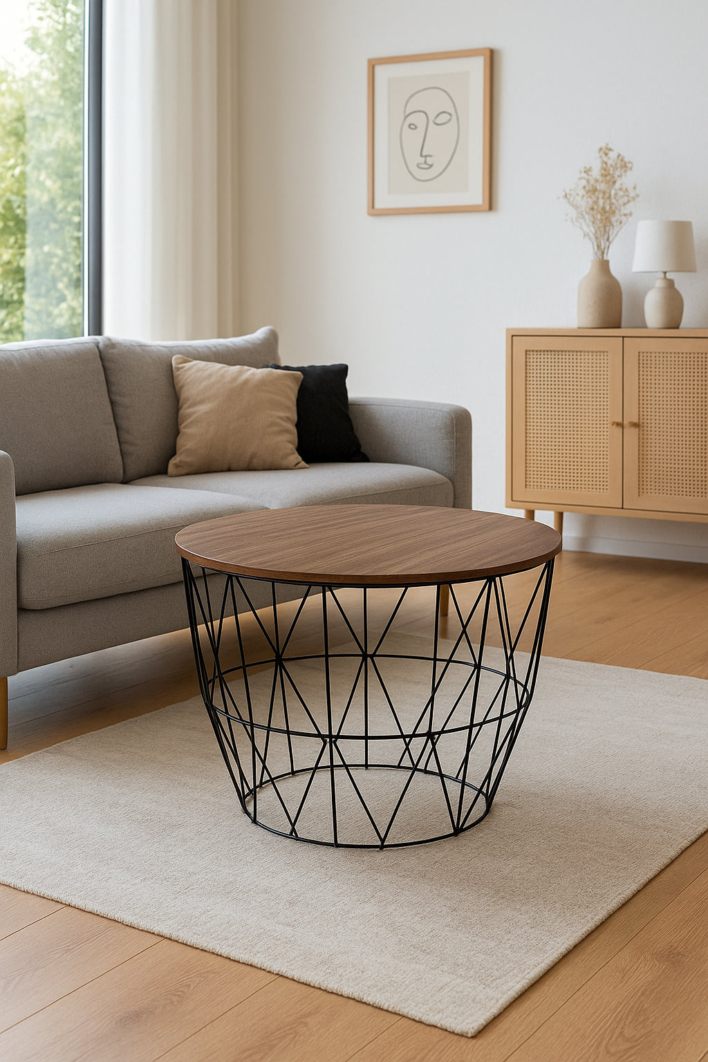 Masuta cafea Atmosphera Atomic, MDF si otel, 56x40 cm, negru