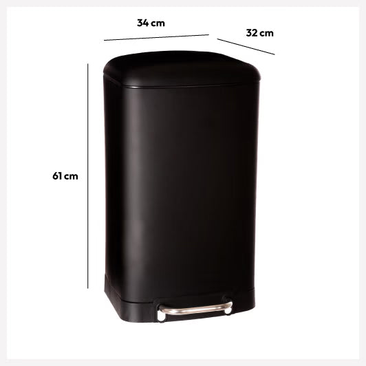Cos de gunoi cu pedala 5Five Ariane, otel inoxidabil, 30 litri, 34x31x61 cm, negru