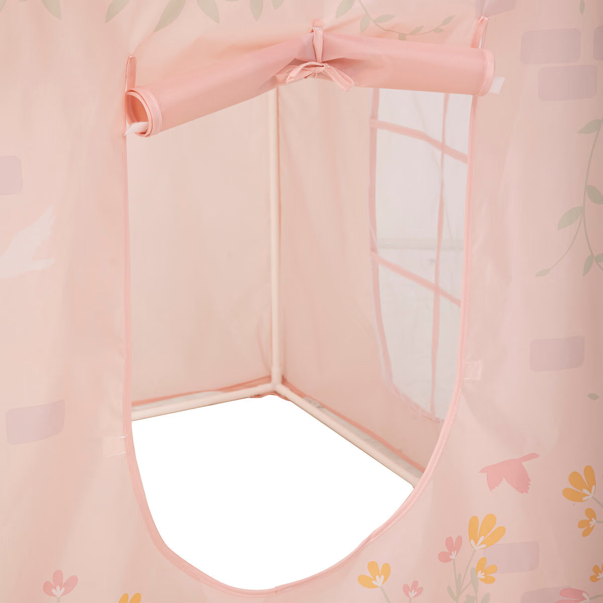Cort copii Atmosphera tip castel, pop-up cu ferestre si usa, 130x78x78 cm, roz