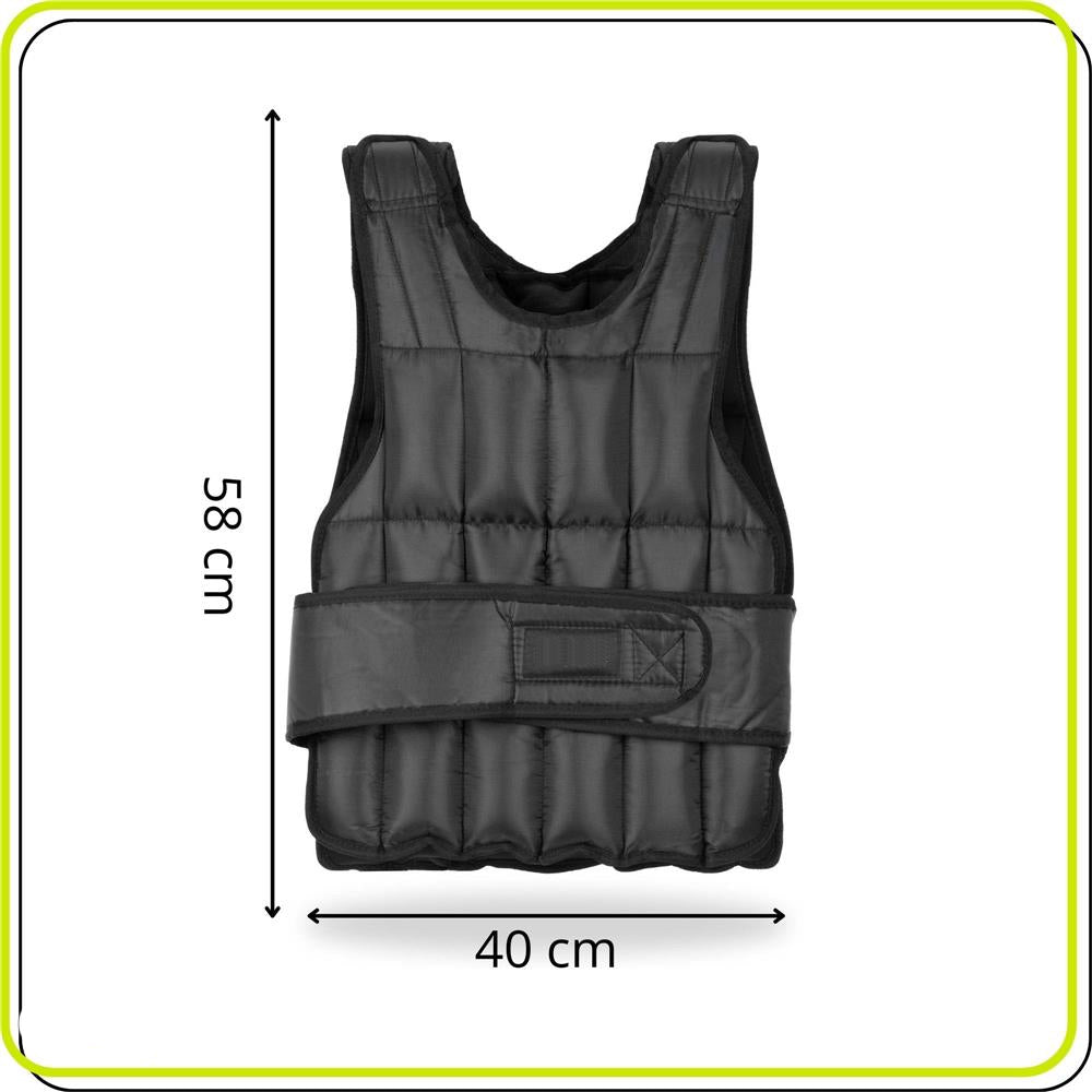 Vesta fitness cu greutati 10 kg, umplutura reglabila din nisip fier, 58x40 cm, negru