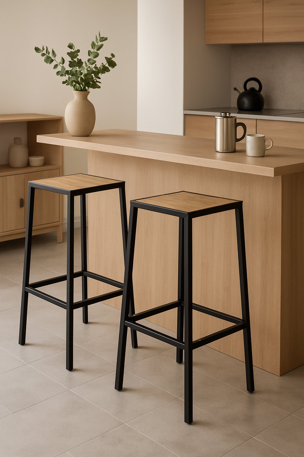 Set 2 scaune bar 5Five Aliaj din otel, 32x32x71 cm, negru