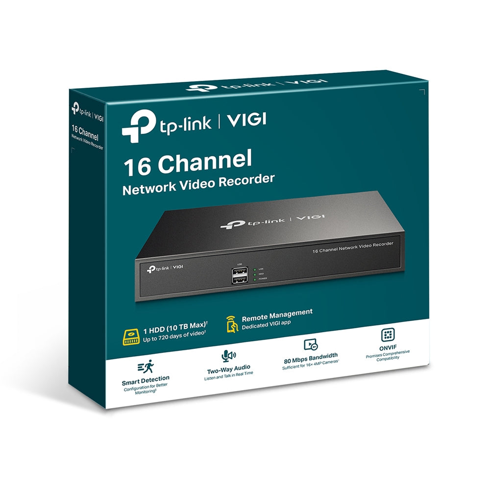 NVR TP-Link VIGI, 16 canale, capacitate max 10 TB, porturi HDMI | VGA | Retea RJ45 | 2 x USB 2.0, "VIGI NVR1016H" (include timbru verde 1.75 lei)