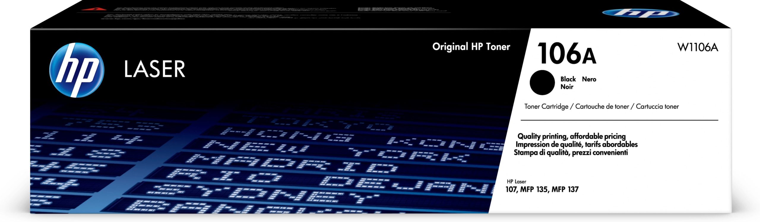 Toner Original HP Black, nr.106A, pentru LaserJet 107|MFP 135|MFP 137, 1K, , "W1106A"