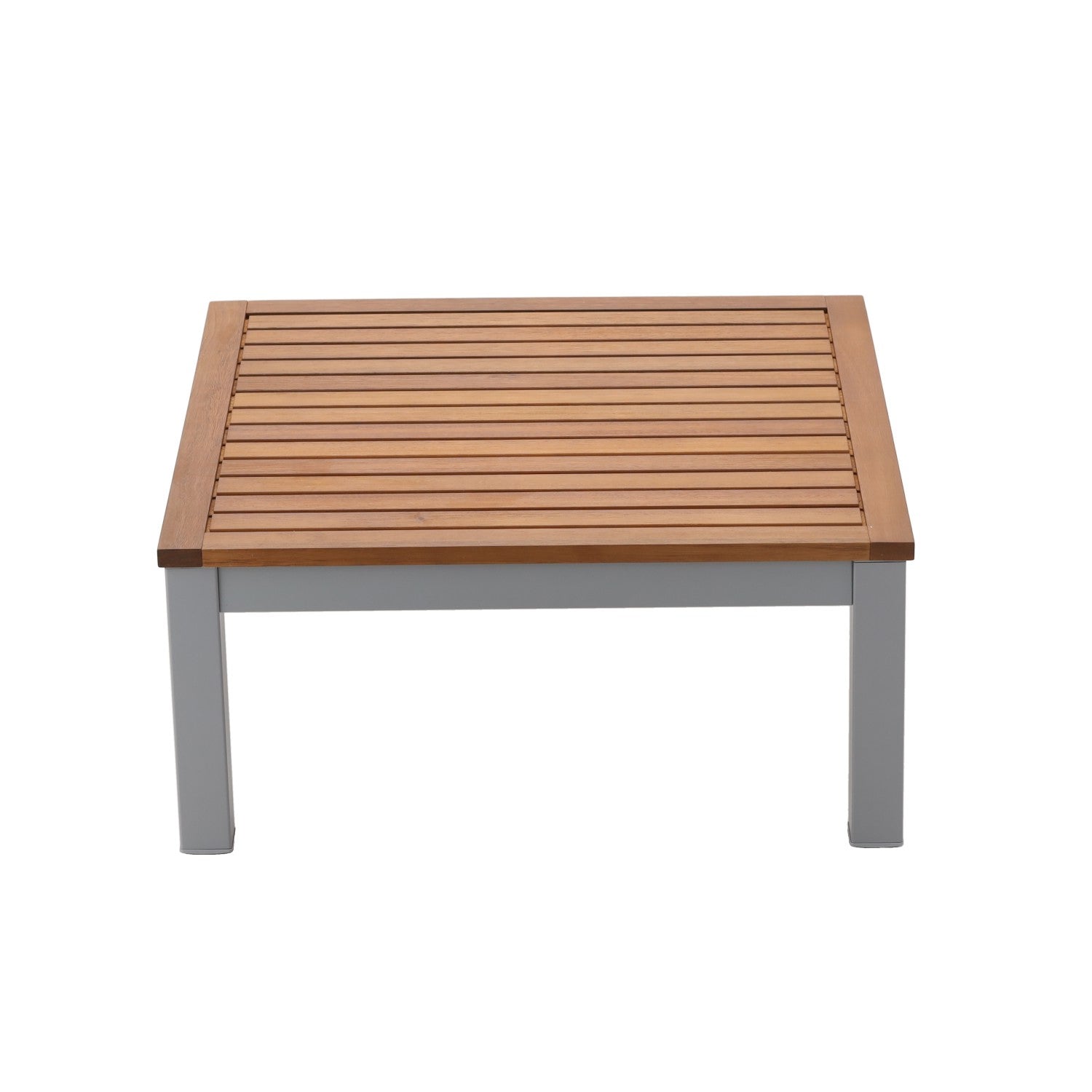 Set mobilier gradina Bohito modular cu perne, 2 canapele si masa, cadru aluminiu si lemn eucalipt, 138x76 cm, gri