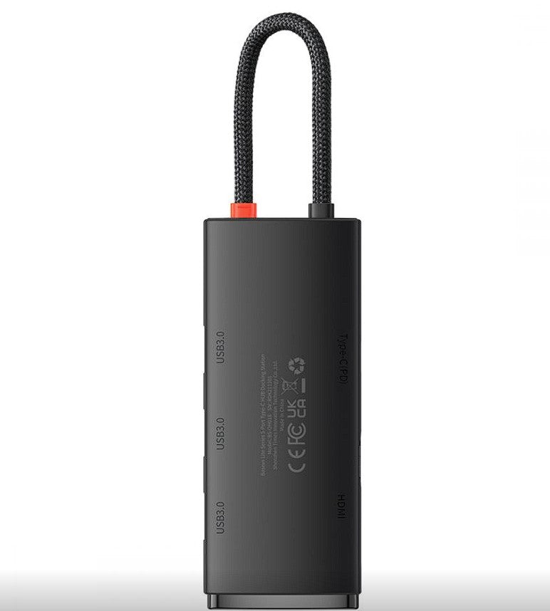 DOCKING Station Baseus Lite, conectare PC USB Type-C, USB 3.0 x 3, USB Type C x 1 PD 20V/5A, HDMI x 1/4K/30Hz, negru "WKQX040001" - 6932172606305
