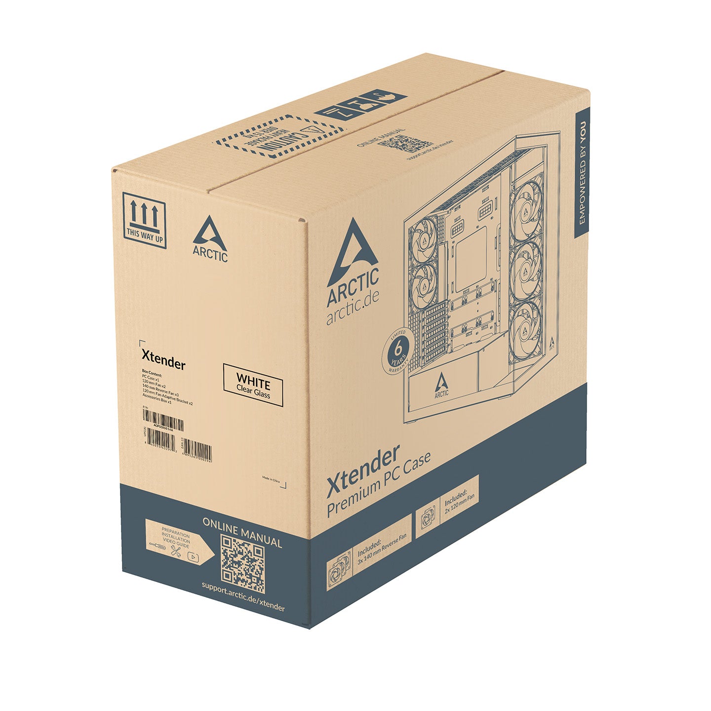 CARCASA Arctic "Xtender Wh", mid tower, max 8xfan, 3xP14 ProR ARGB si 2xP12Pro ARGB instalate, PSU shroud 24 LED ARGB, USB-C x 1, USB 3.2 x 2, audio+mic, 7 sloturi expans, alb, "ACPCC00014A"