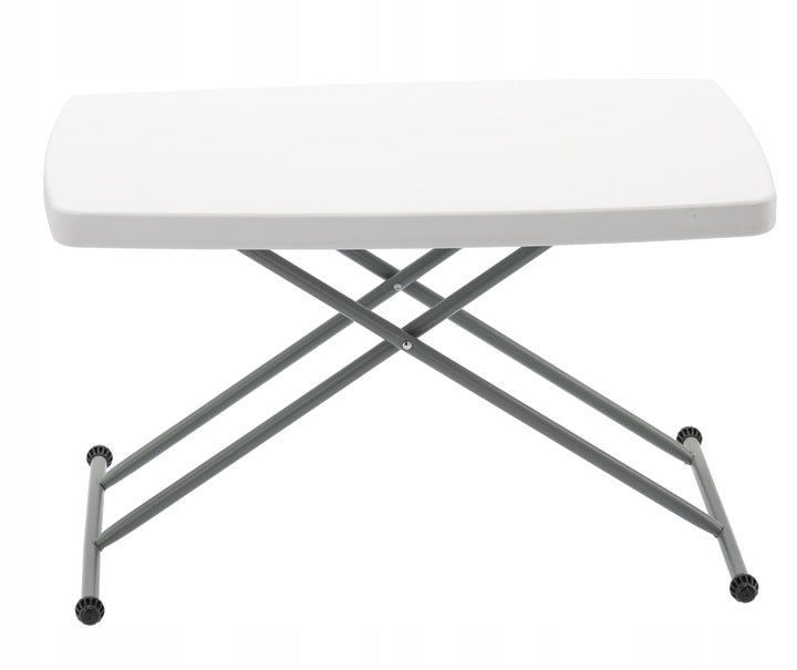 Masa pliabila 76x50 cm, inaltime reglabila 36-71 cm, pentru terasa, gradina sau camping, HDPE alb