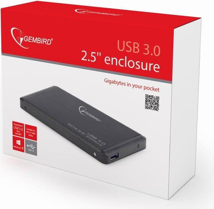 RACK extern GEMBIRD, pt HDD/SSD, 2.5 inch, S-ATA, interfata PC USB 3.0, aluminiu, negru, "EE2-U3S-2"