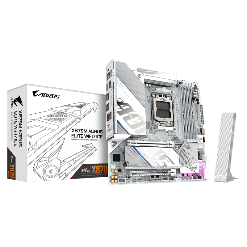 Placa de baza Gigabyte X870M AORUS ELITE WIFI7 ICE, Socket AM5, DDR5, Micro-ATX