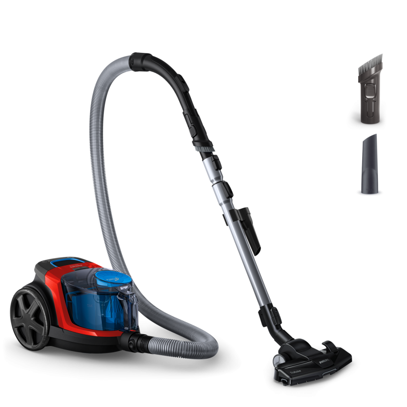 Aspirator fara sac Philips PowerPro Compact FC9330/09, 900W, PowerCyclone 5, Perii TriActive, Rosu