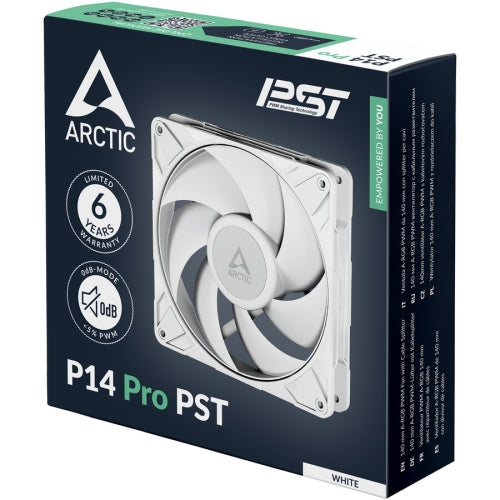 Ventilator Arctic "P14 Pro PST", 140mm, 600 - 3000 RPM, FDB, 110 cfm, 4-Pin Fan Plug + 4-Pin Socket, lungime cablu 400 mm + 80 mm Daisy-Chain, alb, "ACFAN00317A" - 4895265000416