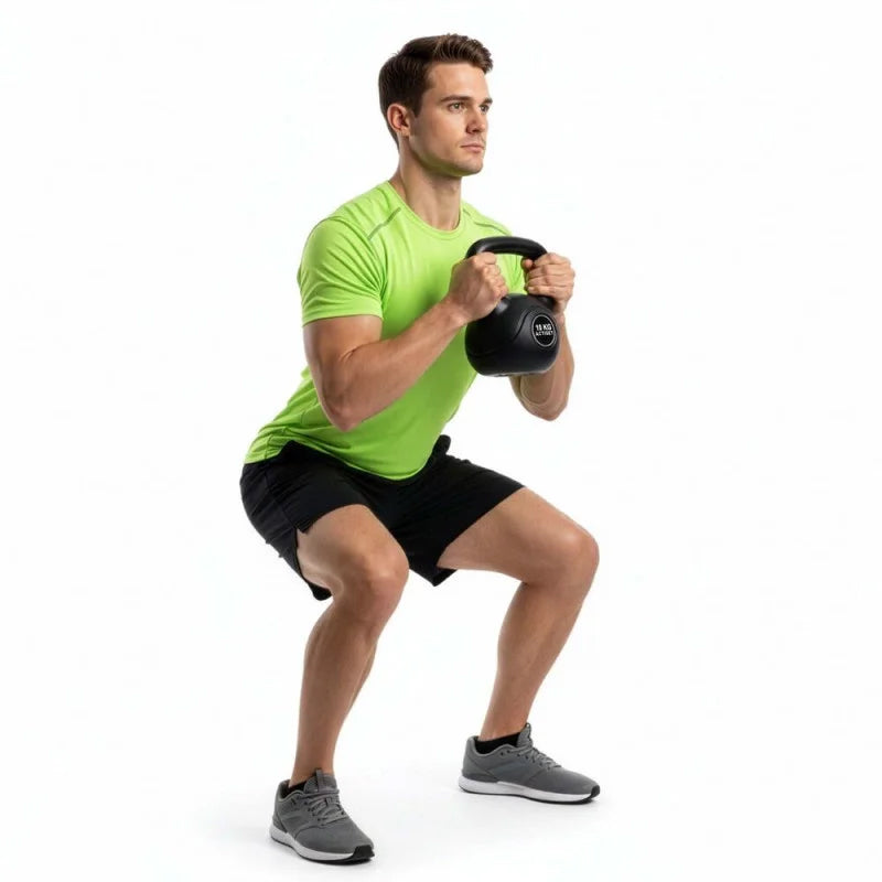 Kettlebell 10 kg, bitum cu invelis rezistent ABS, 25x27 cm, negru