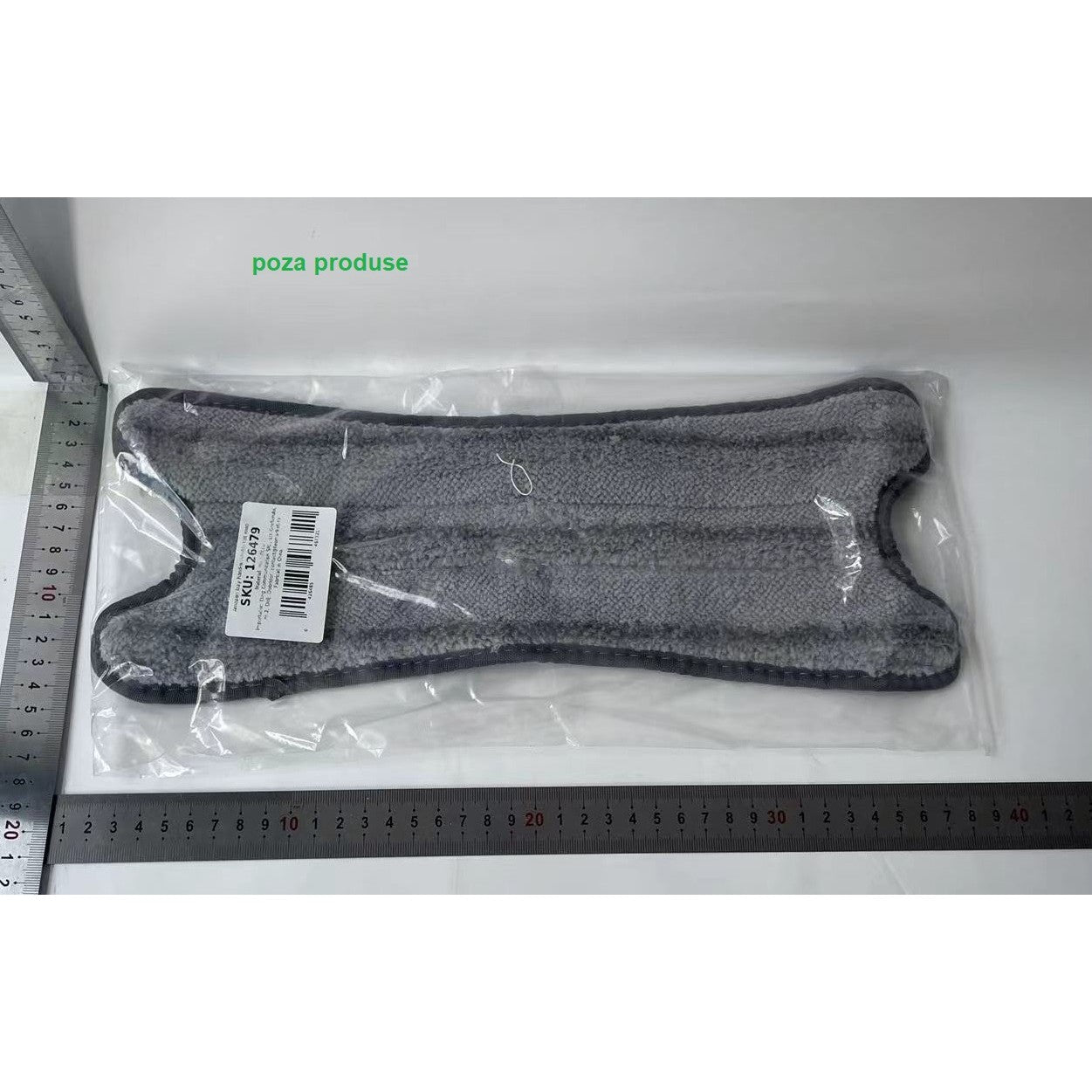 Rezerva Mop Plat, din Fibre Superfine, Lavabila, 15 x 38 cm, Argintiu