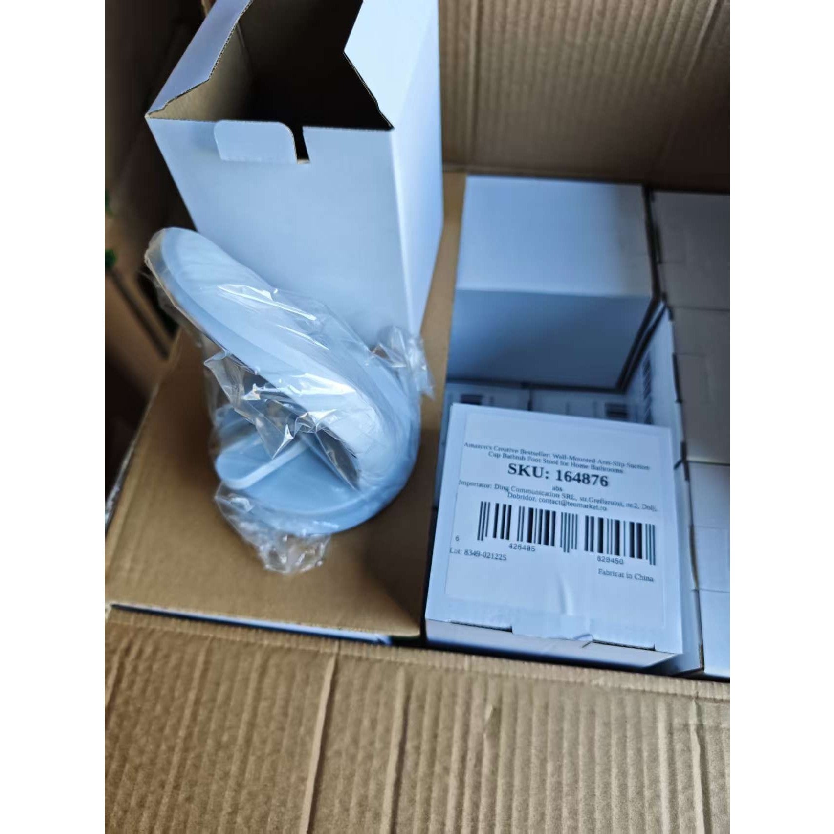 Suport de Picior pentru Baie, cu Ventuză, din PP și PVC, Antiderapant, pentru Ras și Îngrijire Personală, 11.5 x 15 cm, Alb